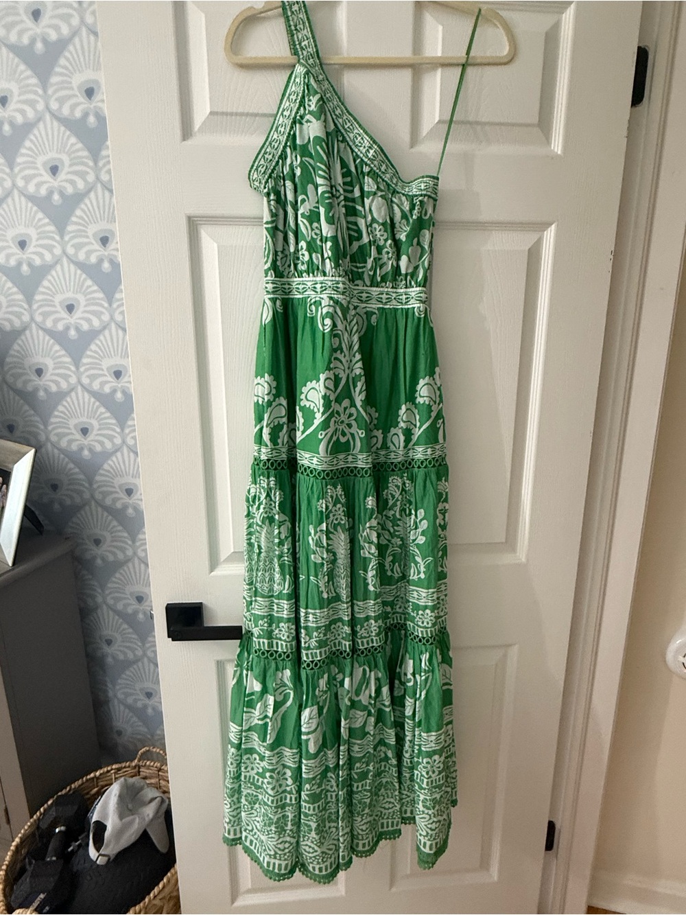 FARM Rio One-Shoulder Green and White Printed Maxi Dress - Picture 5 of 6